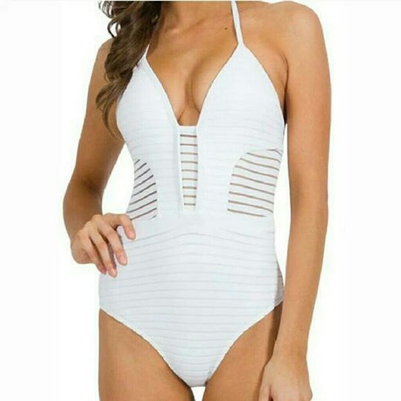New..White sexy striped woman swimsuit monoki - Picture 2 of 8